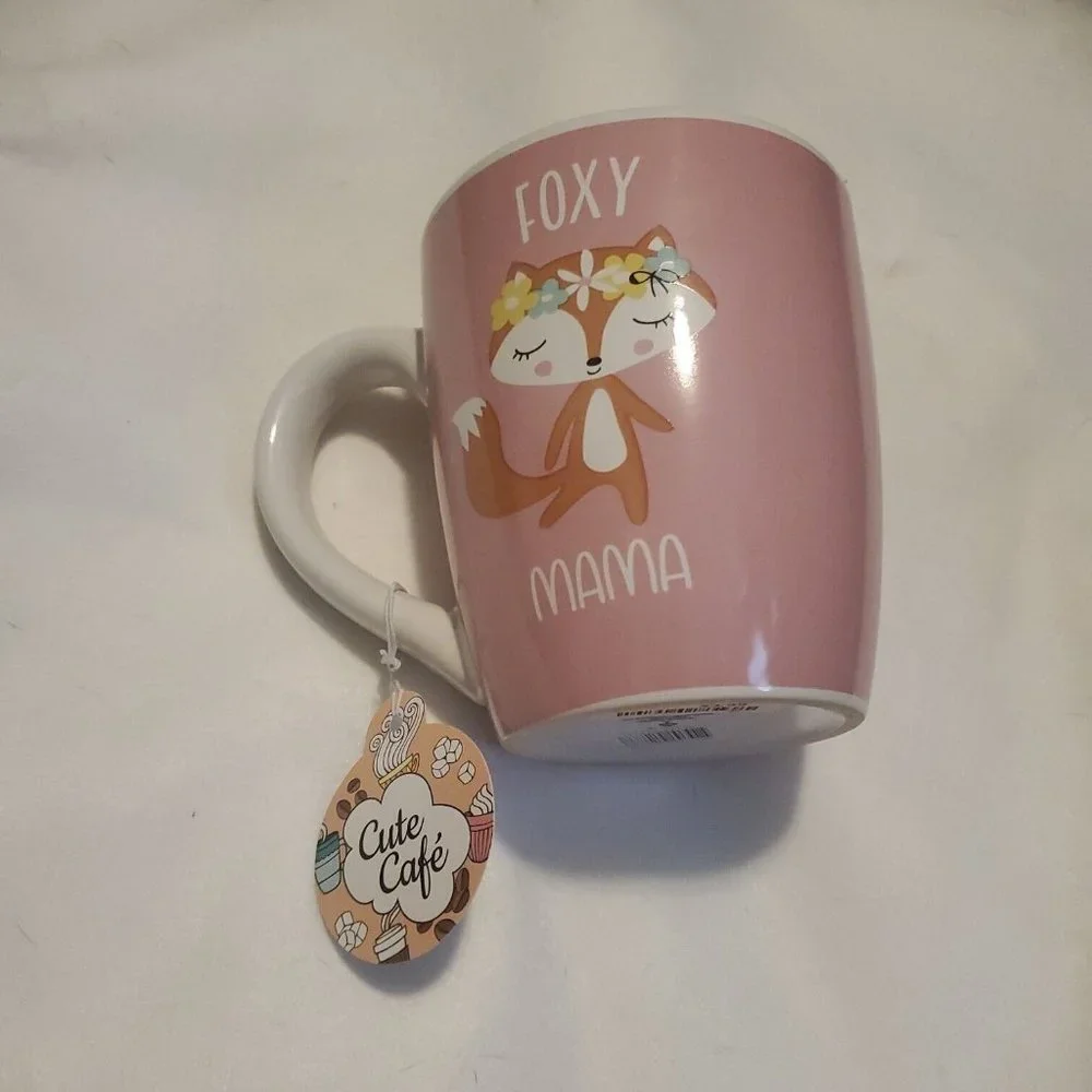 Global Design Connections Womens Pink Foxy Mama Female Fox Ceramic Coffee Mug